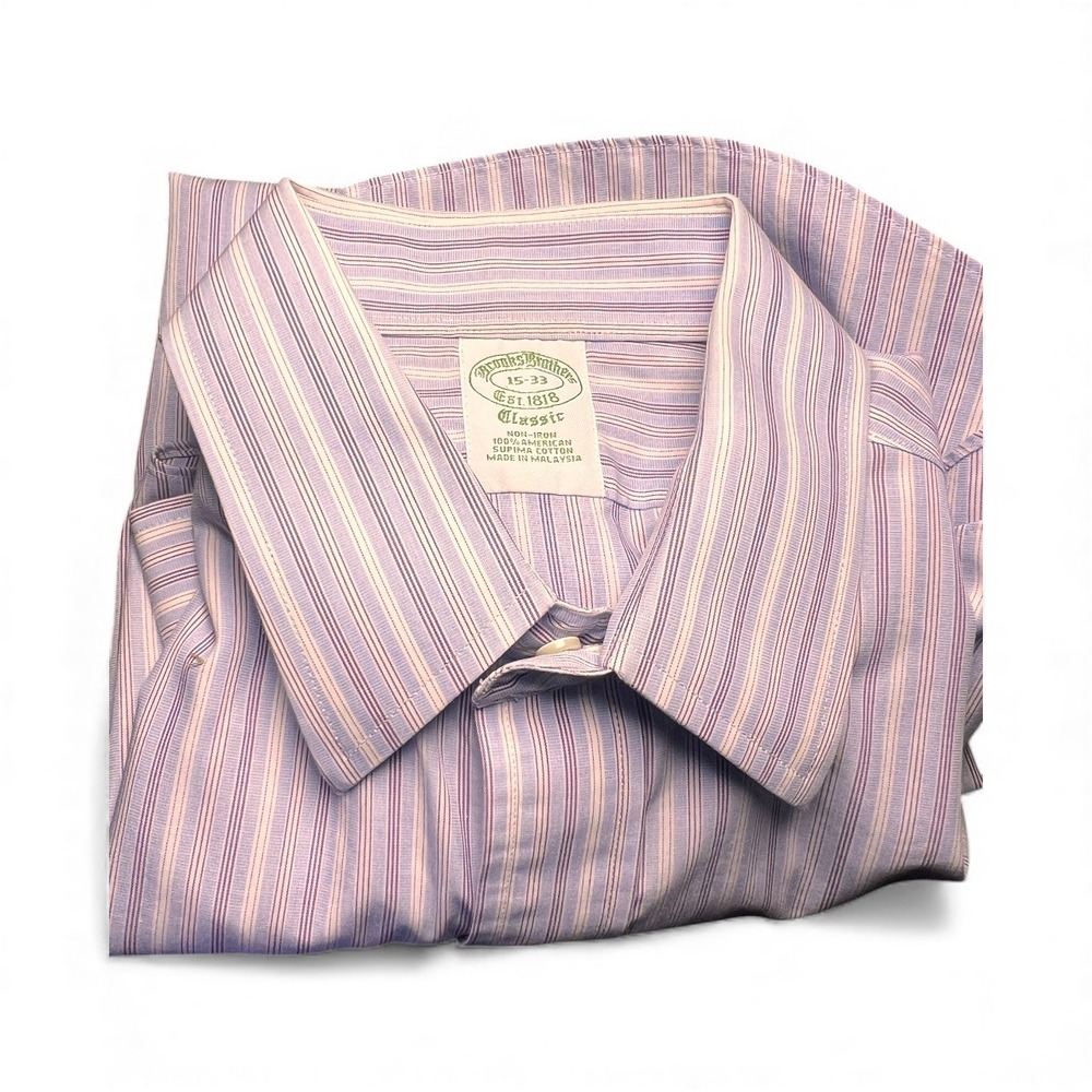 Brooks Brothers Classic Fit Purple Striped Button Down Shirt Men 15\33‎ Supima